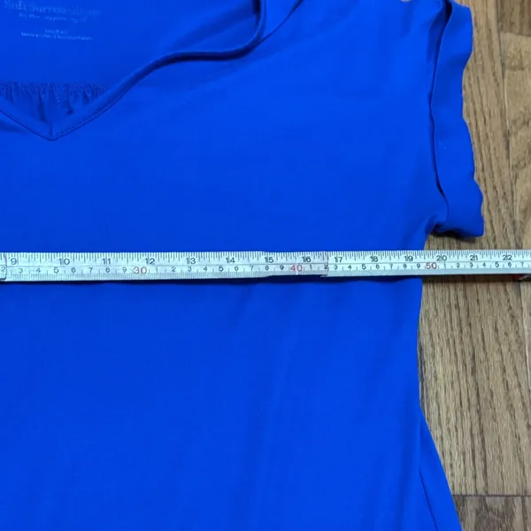 Soft Surroundings Royal Blue‎ V-Neck Midi T-Shirt Dress Short Sleeve Med Drapey - Image 8