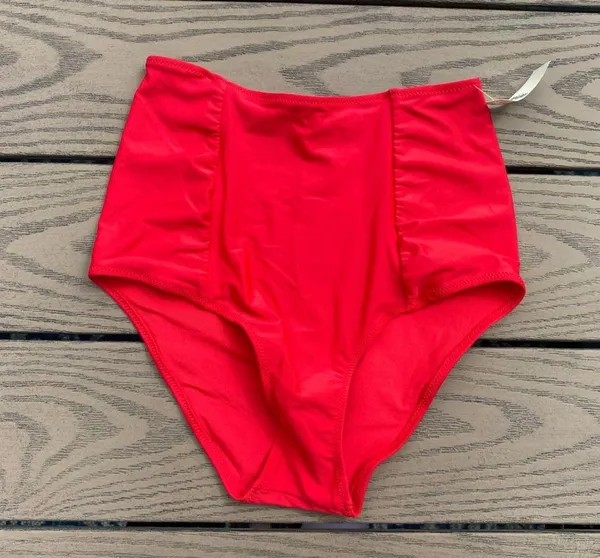NWT Aerie small cherry red full coverage high waisted bikini bottom - Image 3