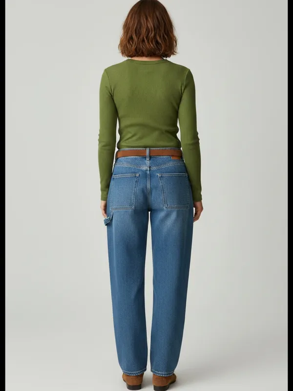 NWT Long Sleeve Green Ribbed Crewneck Top - Image 3