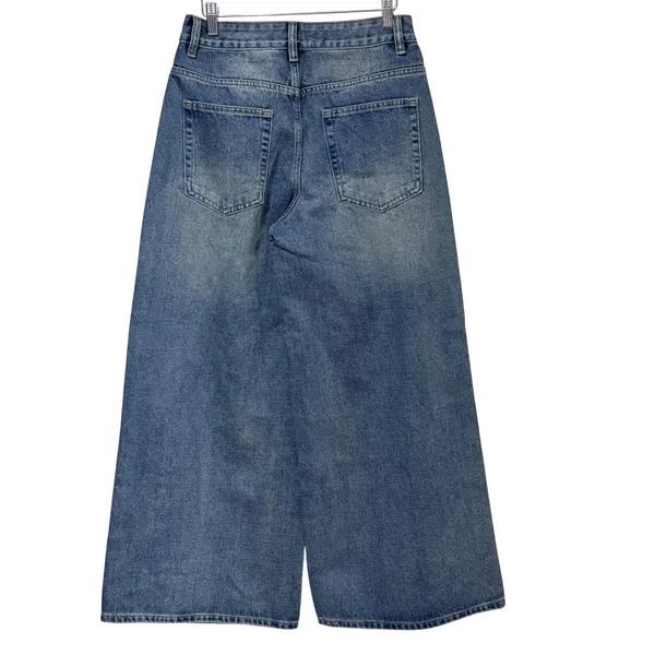 Edikted‎ Women Blue Wide Leg Jeans High Rise Baggy Denim Size S Medium Wash - Image 4