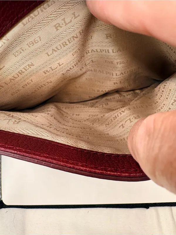 Lauren Ralph Lauren Burgundy Top-Handle Satchel with Gold Hardware - Image 6