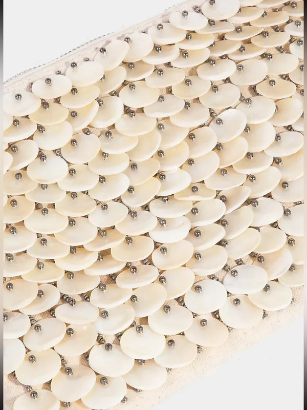ASOS Luxe Ivory Morher of Pearl sea Shell Sequin Zipper Clutch bag - Image 3