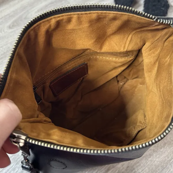 Patricia Nash Valerie Leather Foldover Wristlet Clutch Black Minimalist FLAW - Image 5