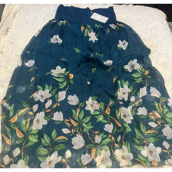 NWT Elena Baldi Italy Silk Viscose Floral Tropical Maxi Skirt Boho Chic Sz L - Image 2