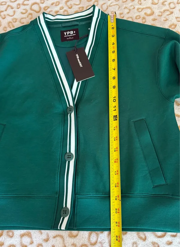 NWT Abercrombie & Fitch YPB Active Cardigan Sweater Green Women's Size: S - Image 7