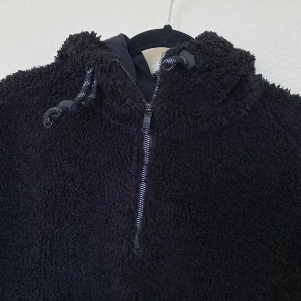 Lululemon Textured Fleece 1/2‎ Zip Black size 4 sherpa hooded - Image 5