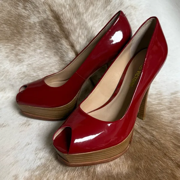 Pour La Victoire Platform Peep‎ Toe Pumps Size 7.5 B88 - Image 4