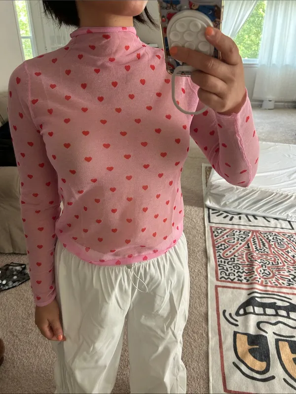 Zara sheer heart print top. S - Image 3