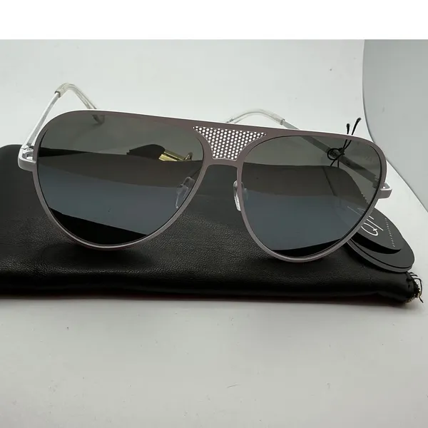 Quay Australia Iconic Aviator Sunglasses White Metal Mesh Bridge Black Lens NEW - Image 8