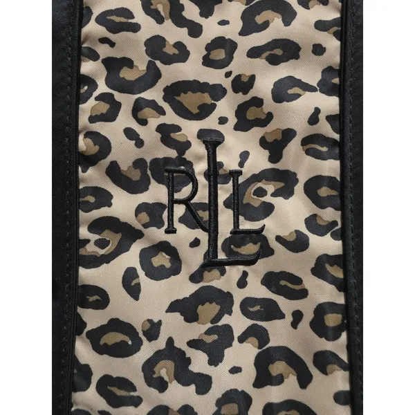 Lauren Ralph Lauren Leopard Print Tote Bag Black Trim & Handles Travel Resort - Image 5
