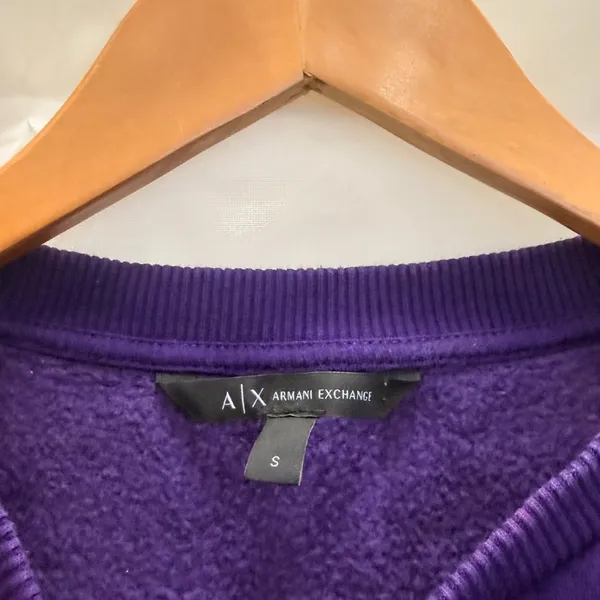 Armani Exchange‎ Purple Heart Logo Sweatshirt Small Lounge Cozy Warm Winter Fall - Image 7
