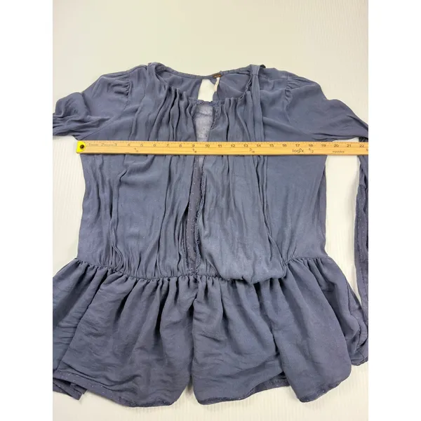 Free People Tunic Top Ruffle Hem Long Sleeve Blouse Flowy‎ XS - Image 3