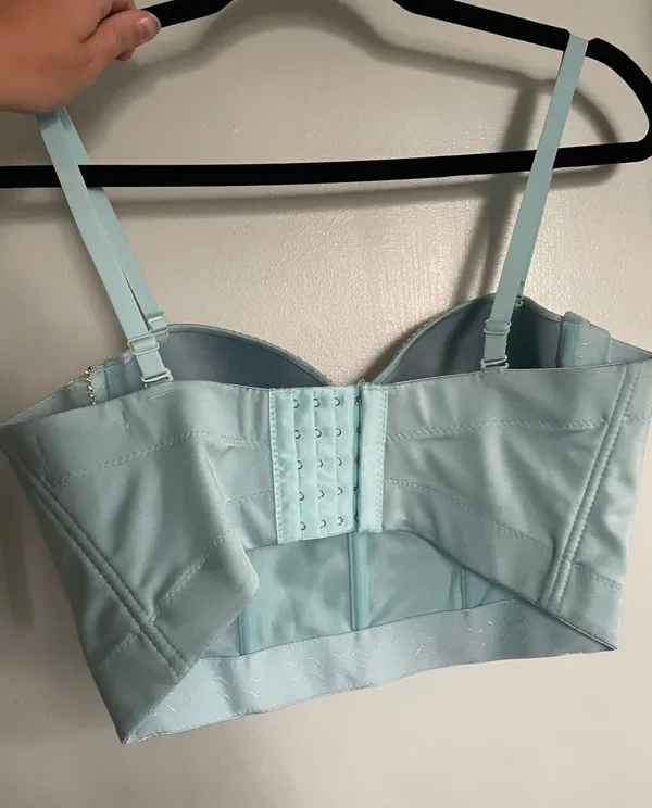 Rhinestone Aqua Corset Top Blue Size L - Image 2