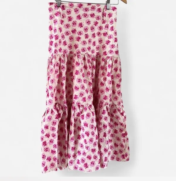 🌸 ZARA Floral Print Belted Tiered Midi Skirt | Size S 🎀 - Image 8