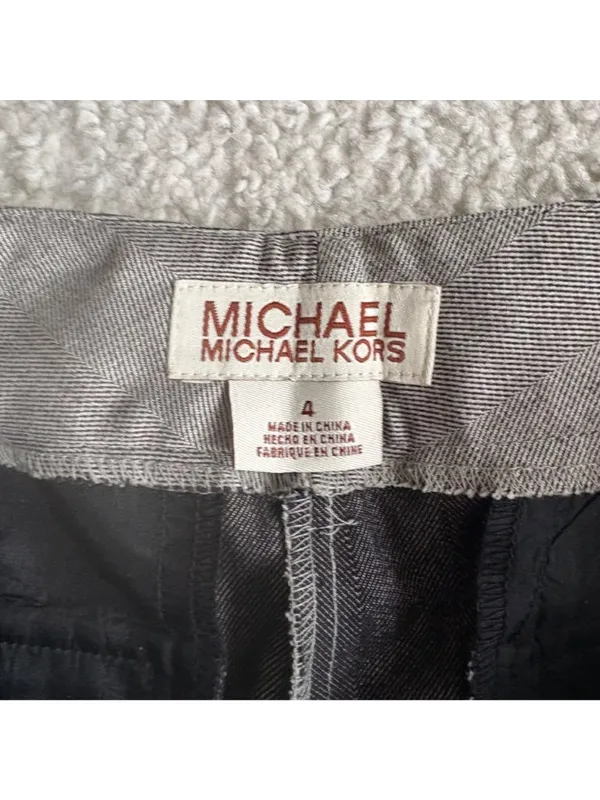 Michael Michael Kors Gray Herringbone Dress Pants Straight Leg Career Workwear - Image 4