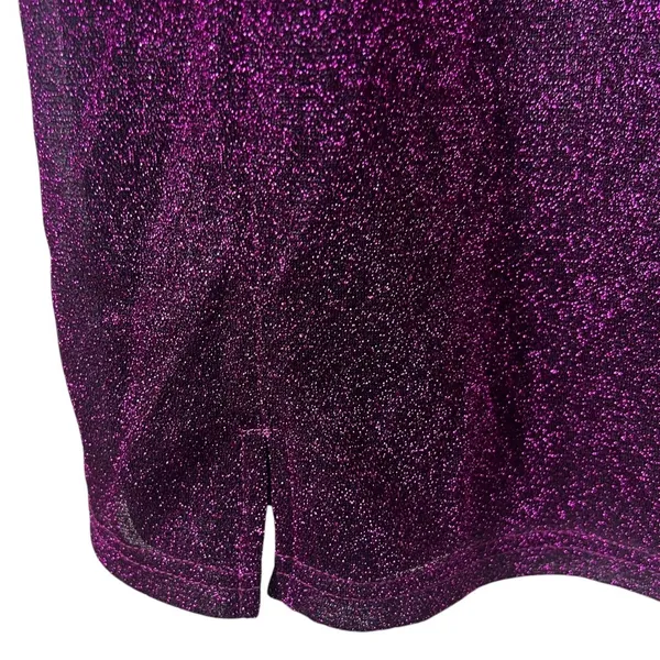 Lulus Glitter Metallic V-Neck Mini Dress Purple Sparkly Party Glam Size M - Image 3