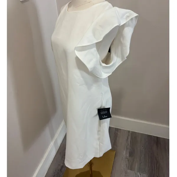 Lulus White Asymmetrical Ruffle Sleeve Shift Mini Dress XL Bridal Graduation - Image 5