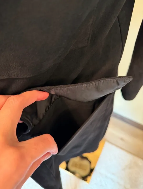 H&M black suede long open front coat - Image 3