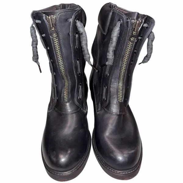 Vintage Foundry Co. Black Leather FILO Combat Boots Shoes 8.5 NO INSOLES - Image 2