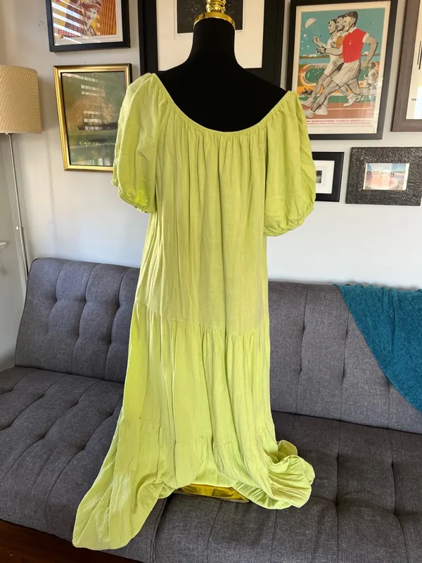 Lisa Says Gah Lime Tiered Maxi Dress size L - Image 2