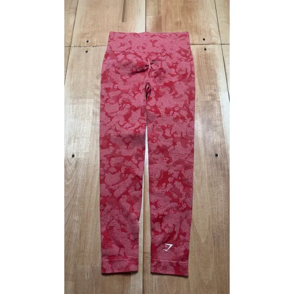 Gymshark Adapt Camo Seamless Leggings‎ Womens Medium Red High Waisted - Image 4