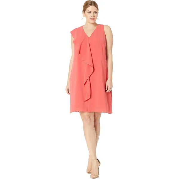Adrianna Papell Dress Women 0‎ Pink Sleeveless Ruffle Front Party Cocktail Mini - Image 2