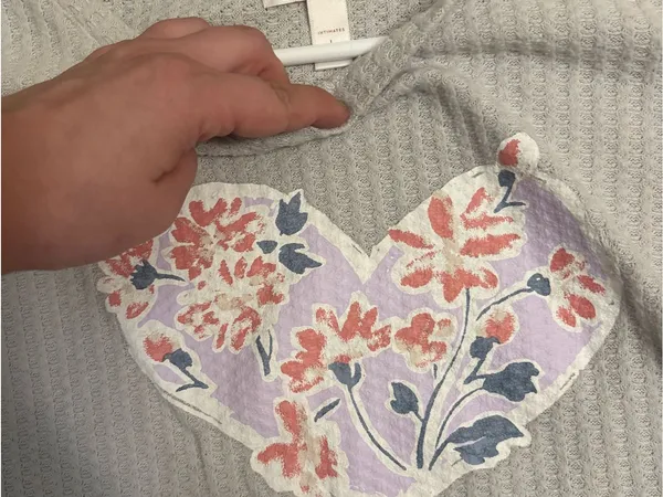 Lauren Conrad Soft Ribbed Knit set with Floral Heart Patch - Light Gray - Image 2