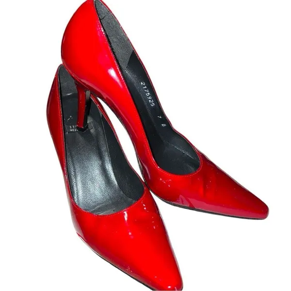 Stuart Weitzman luxury beautiful candy apple red heels! - Image 4