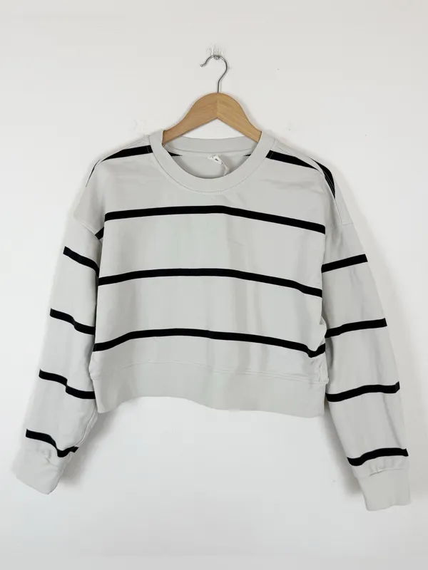 Lululemon Perfectly Oversized Cropped Crew Striped Sweatshirt - Image 2