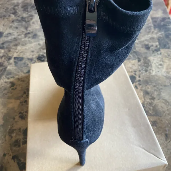 Black Suade Heel Boots woman size US 8.5/EUR 39 - Image 6