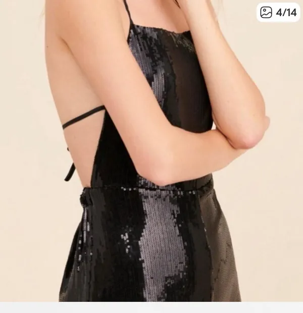 Elwood wide leg halter sequined black jumpsuit - Image 7