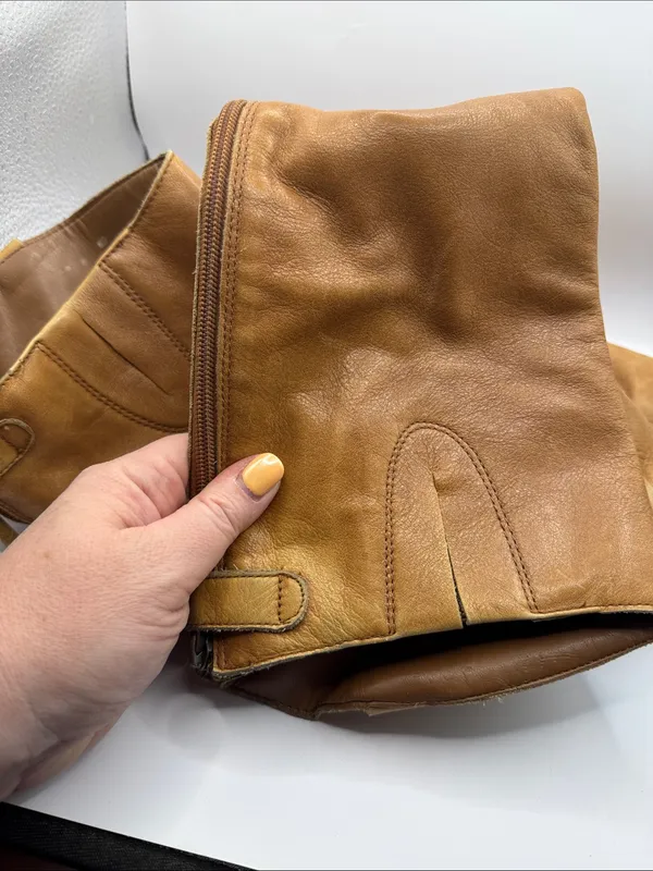 Sam Edelman Penny Tall Riding Boots Cognac Leather Zip Equestrian Boots Size 6 - Image 8