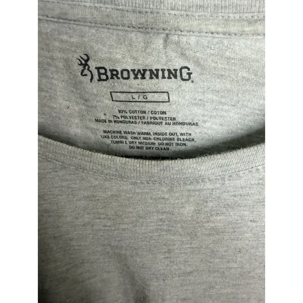 Browning Women's Size Large Heather Gray Mossy Oak Buck Heart SS Tee Glitter - Image 3