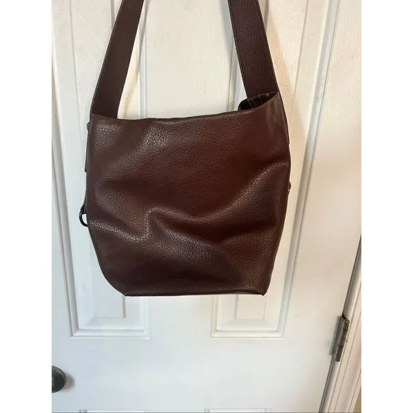 Steve Madden Coffee Brown Faux Leather BMonte Bucket Shoulder Bag boho - Image 3