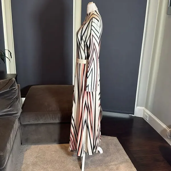 Women’s Long Sleeve Printed Casual Maxi Dress with Pleated Skirt Size M - Image 8