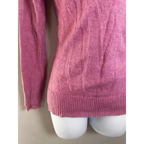 Banana Republic Pink Wool Cashmere Blend‎ V-Neck Sweater Italian Yarn Small - Image 2