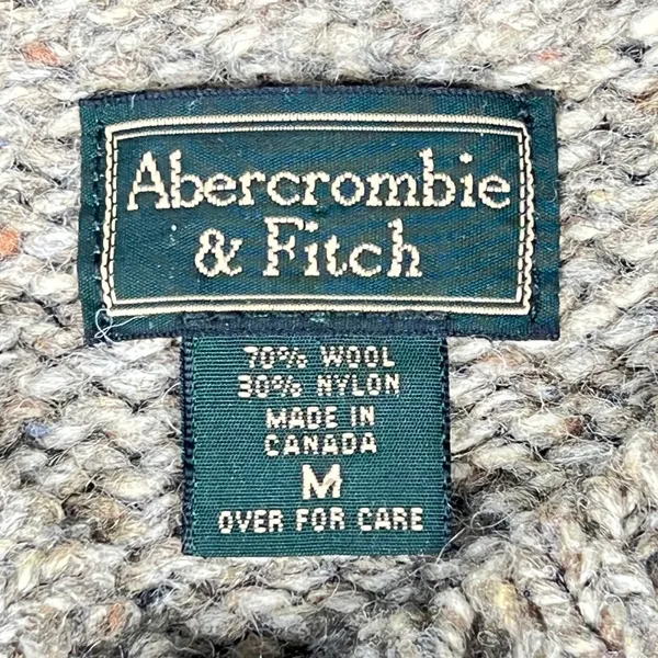 Vintage Abercrombie & Fitch Wool Blend Striped Sweater Oatmeal Blue 90s Medium - Image 2