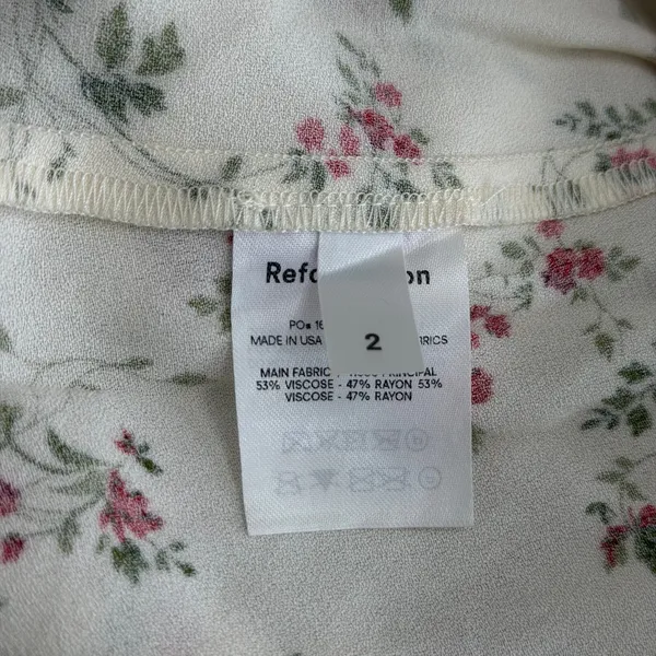Reformation Dainy Floral Midi Dress White Red Size 2 - Image 3