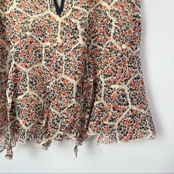 Free People Beige & Red Printed Raw Hem Tank Top XS‎ - Image 4