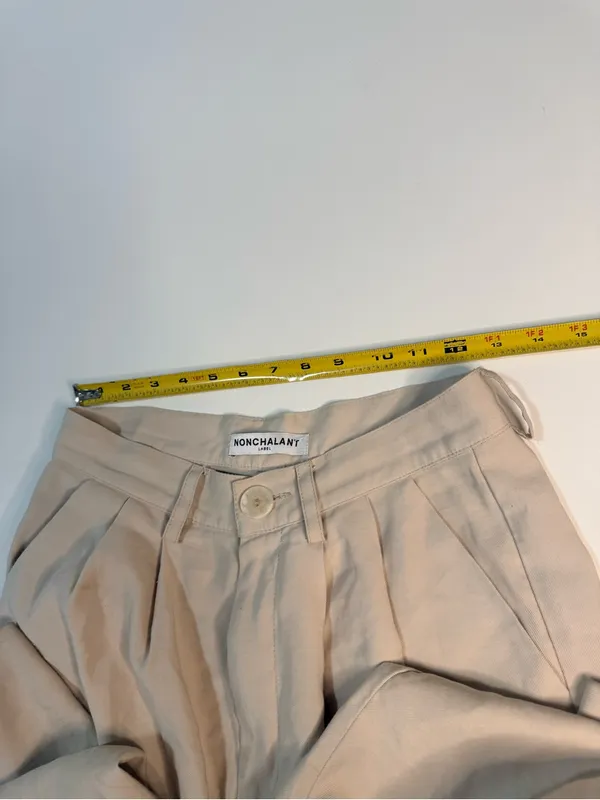 NONchalant Cream Wide-Leg High-Rise Trousers - Image 9