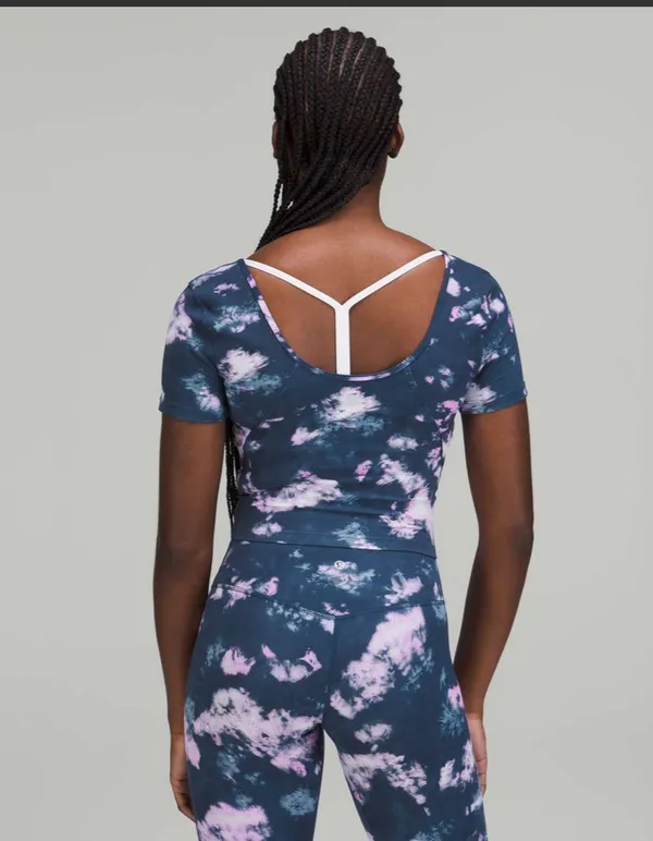 Lululemon Circulate Tie Dye Mineral Blue Multi Align T-Shirt Size 2 - Image 7