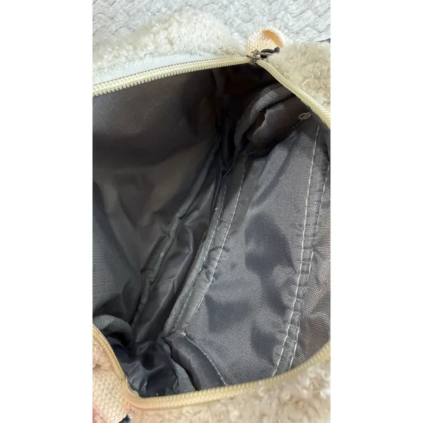Cream Faux Shearling Crossbody Bag Sherpa Fleece Small Messenger Bag Ivory - Image 3