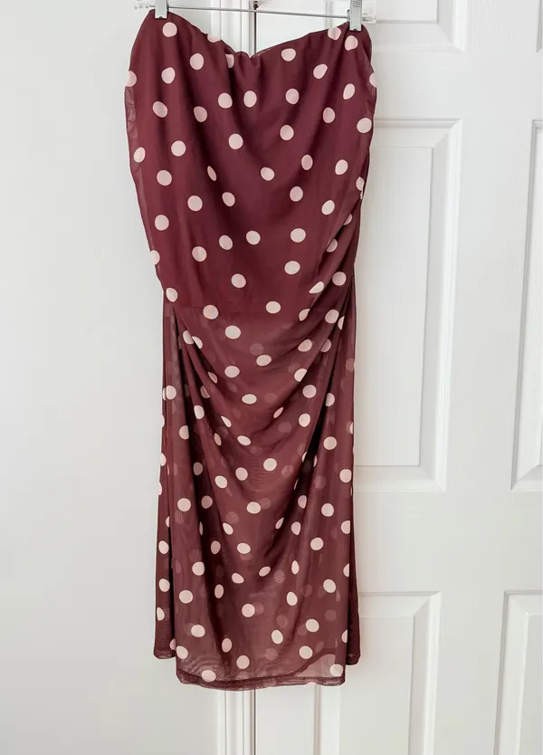 Anthropologie Maeve Polka Dot Print Mesh Side-Slit Maxi Skirt, Size XL - Image 7