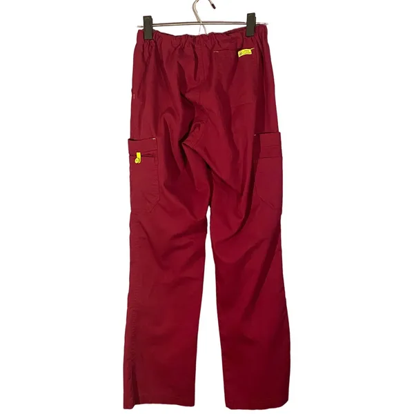 Med Couture Maroon Red Drawstring Waist Medical Scrub Casual Pants Women Sz S - Image 2