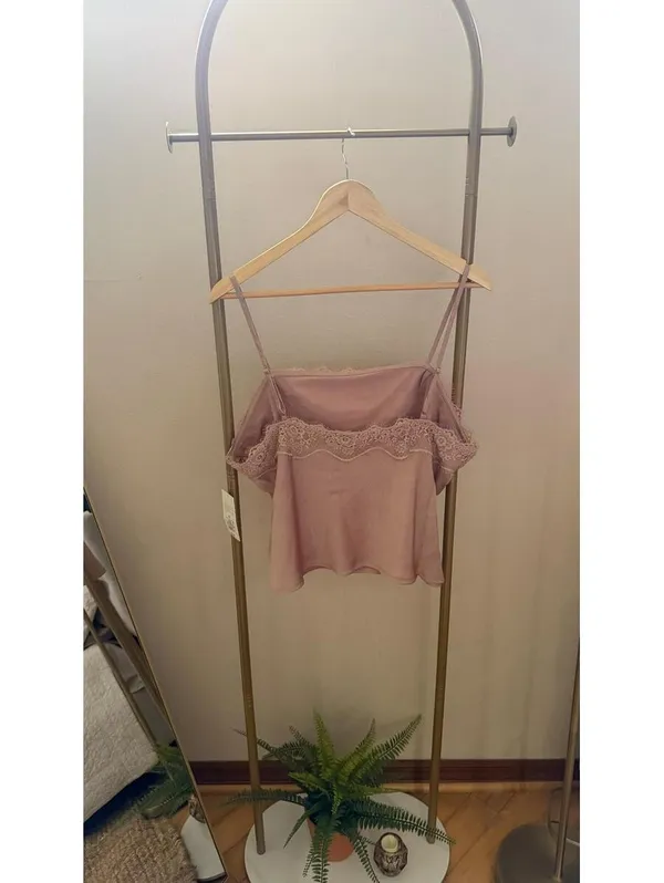 A New Day NWT XL Pink Wild Fable Womens Lace Trim Satin Crop - Image 2