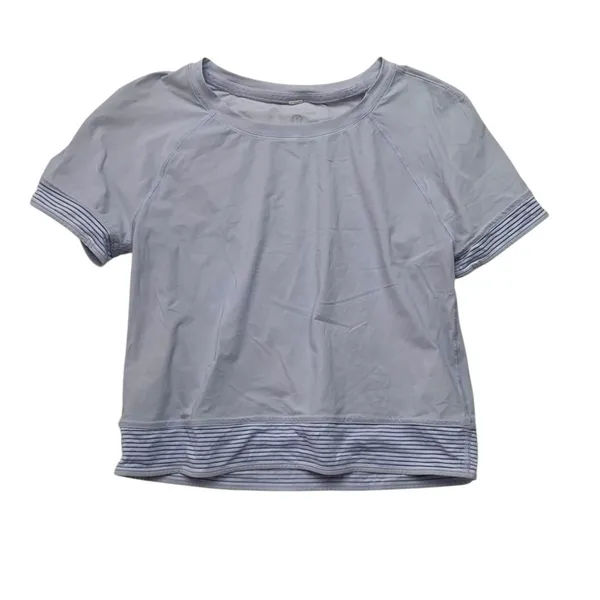 Lululemon size 6 stripe in stride Light Lavender crop Crewneck Athletic Top - Image 2