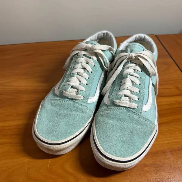 Vans Old Skool‎ Low Top Sneaker Suede Leather Skate Teal Light Blue W9.5 - Image 2