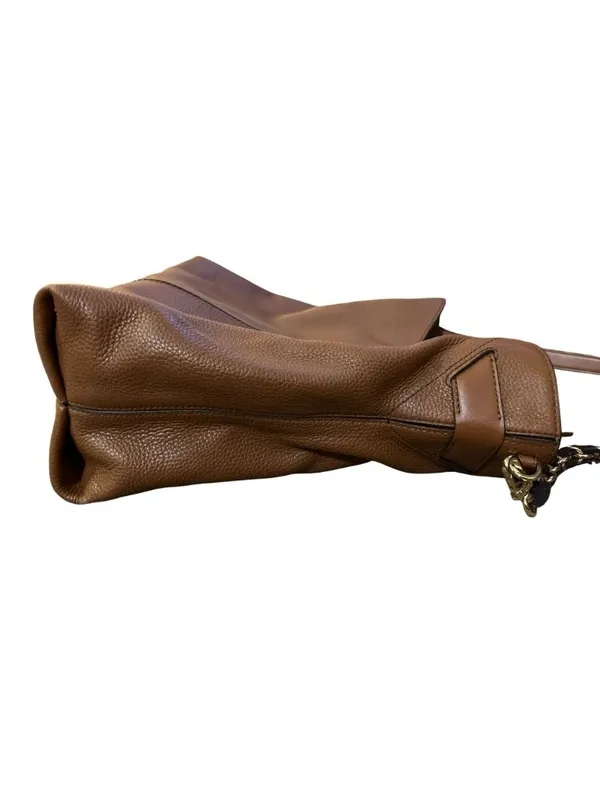 Michael Kors Downtown Astor Large Brown Pebbled Leather Shoulder Bag Chain Strap - Image 12