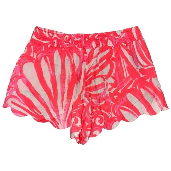 Lilly Pulitzer Women’s Size M Pink Sun Ray Shimmy Dahlia Scalloped Beach Shorts - Image 4
