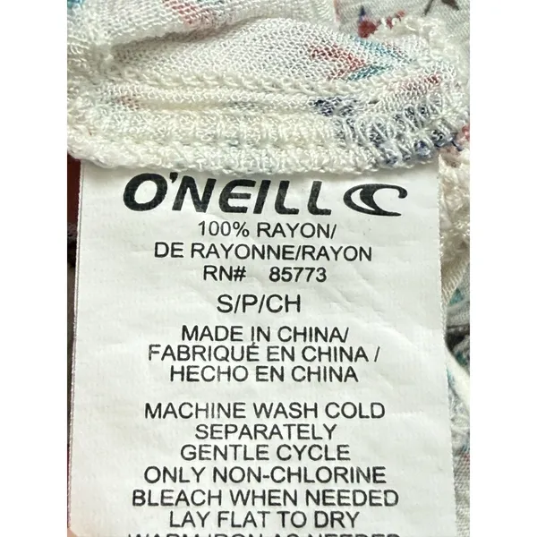 O’Neill Women’s Mini Dress Size S White Floral Print Halter Neck Rayon Beach - Image 12